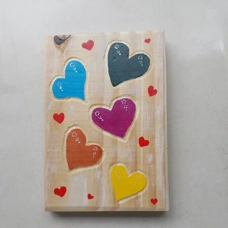 Quadro Artesanal em Madeira, Pintado a Mão, Decoração de Sala, Produto Artesanal
