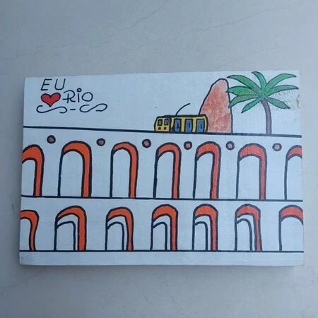Quadro Decorativo Pintado a Mão Arcos da Lapa.