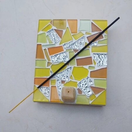 Incensario em Mosaico, Artesanal, Rústico para decoração, sala, decoração madeira, porta incenso