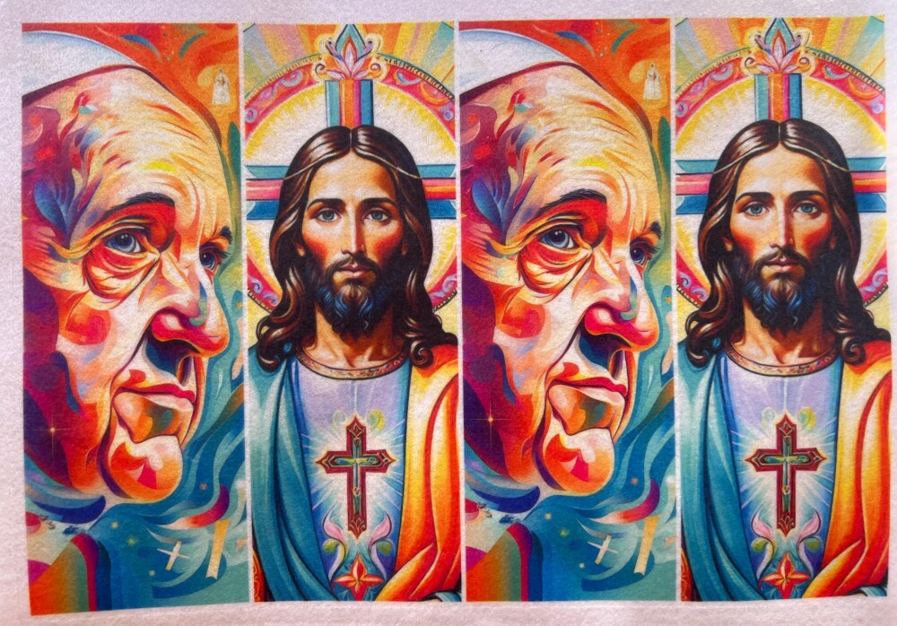 Estampa para marca página Jesus e o Papa