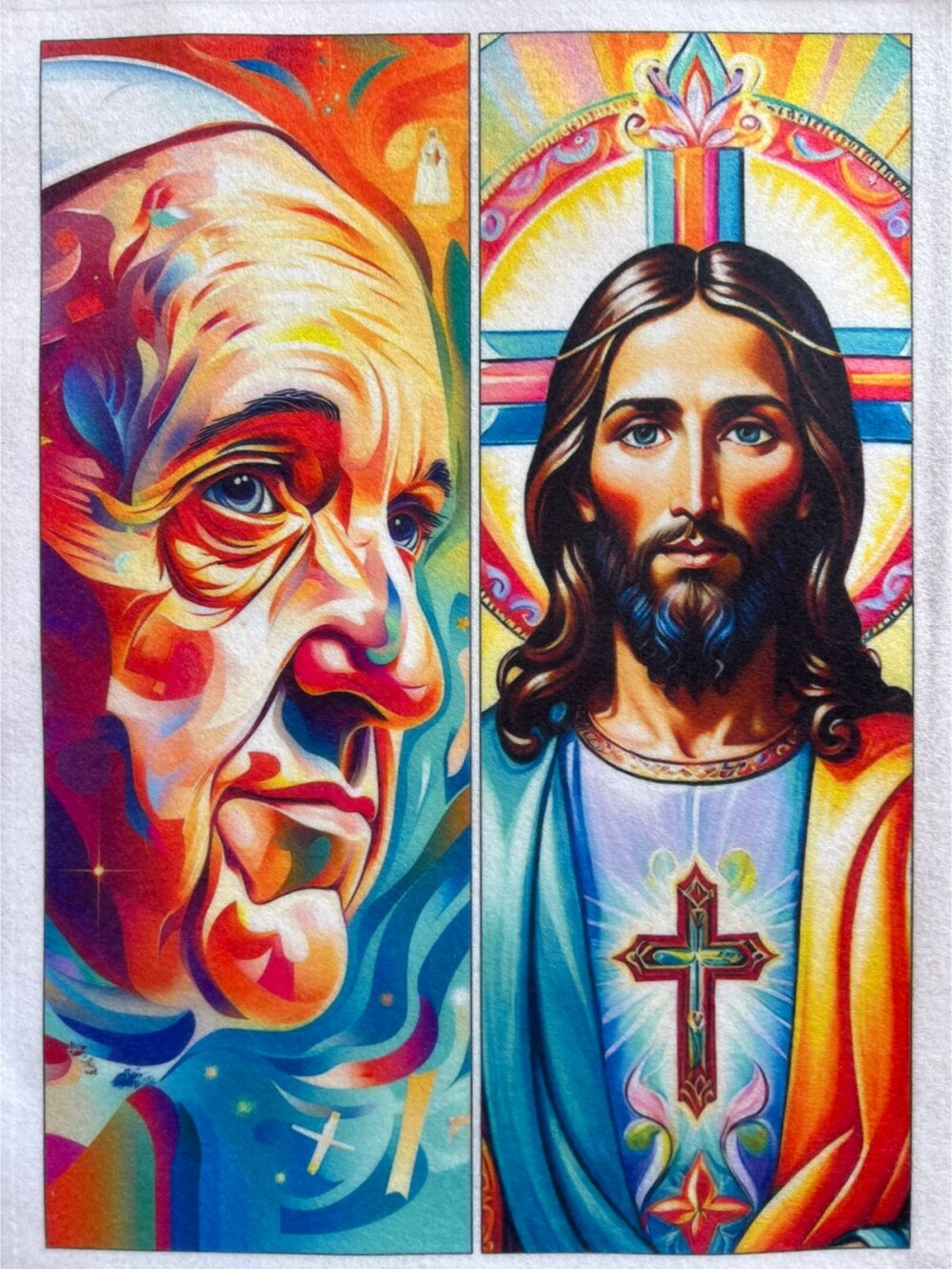 Estampa para Dua de quadros Jesus e o Papa - Cópia