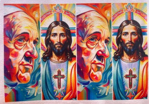 Estampa para marca página Jesus e o Papa