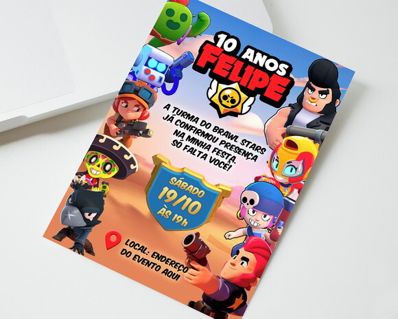 Convite Brawl Stars Arte Digital