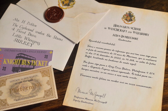 Convite Carta de Hogwarts - Harry Potter