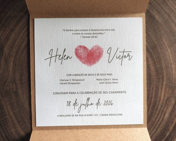 Convite de Casamento Kraft Rustico