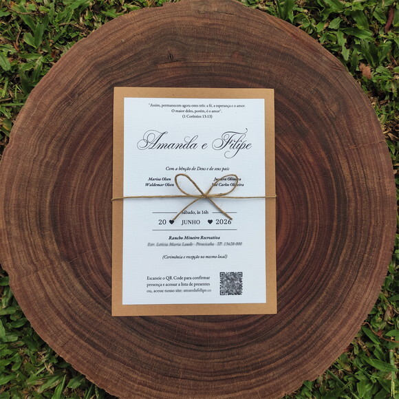 Convite de Casamento Rustico