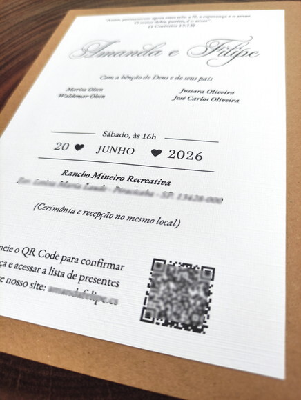 Convite de Casamento Kraft Rustico + Envelope
