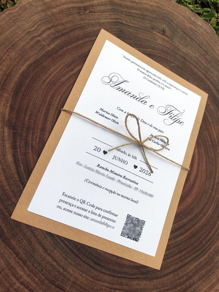 Convite de Casamento Rustico