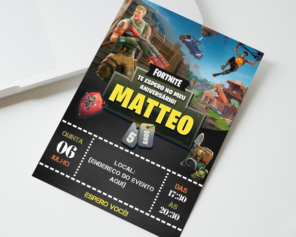 Convite Digital Aniversário Fortnite