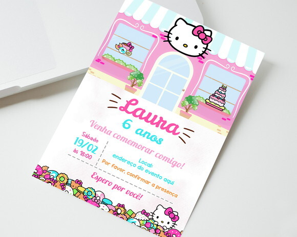 Convite Digital Aniversário Hello Kitty