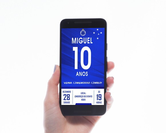 Convite Digital Aniversário Futebol Cruzeiro