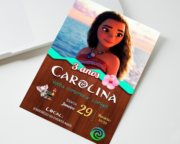 Convite Digital Aniversário Moana