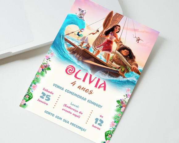 Convite Digital Aniversário Moana 2