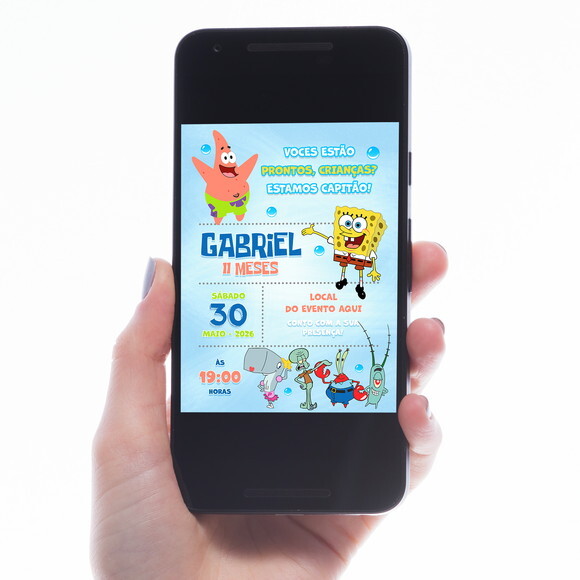 Convite Digital Bob Esponja