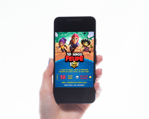 Convite Digital Brawl Stars + Tag