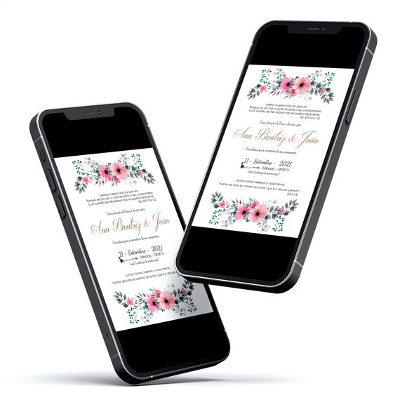 Convite Digital Casamento Floral Rosa