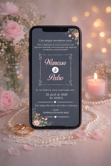 Convite Digital Casamento Civil - Digital Interativo