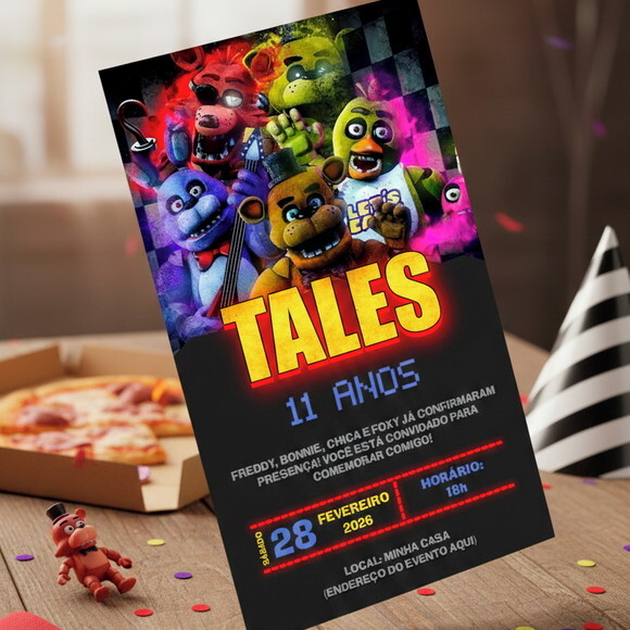Convite Digital Five Nights At Freddy's Fnaf