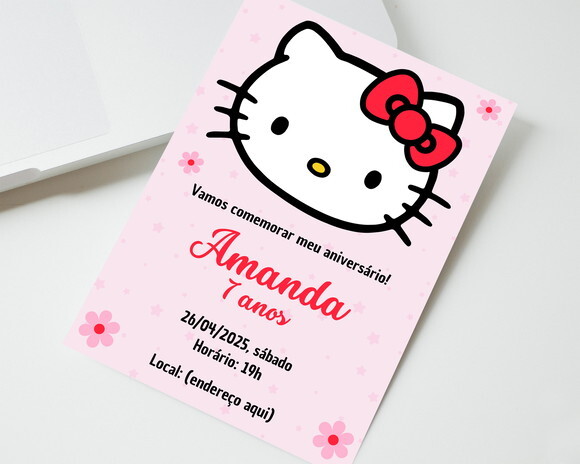 Convite Digital Hello Kitty