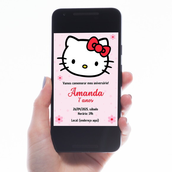 Convite Digital Hello Kitty