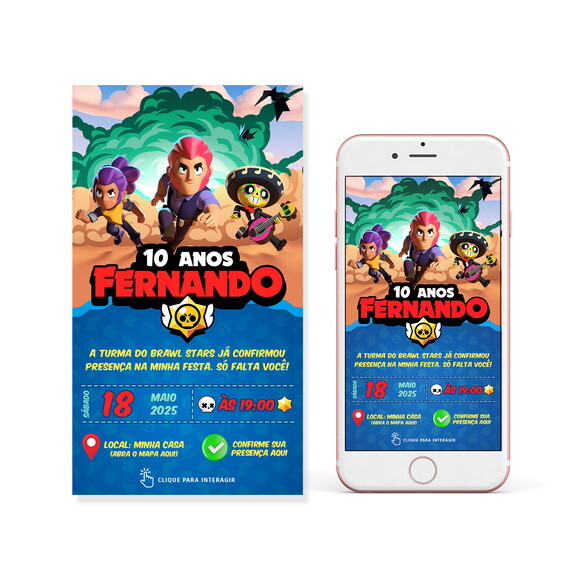 Convite Digital Interativo Brawl Stars