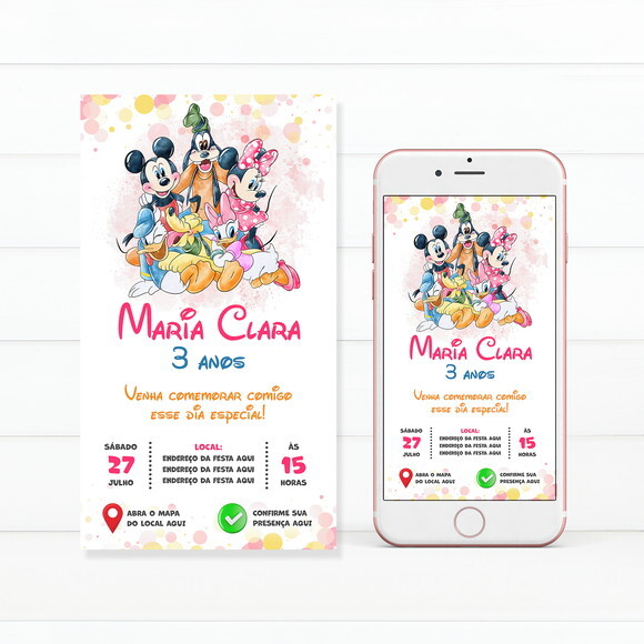 Convite Digital Interativo Turma do Mickey e Minnie