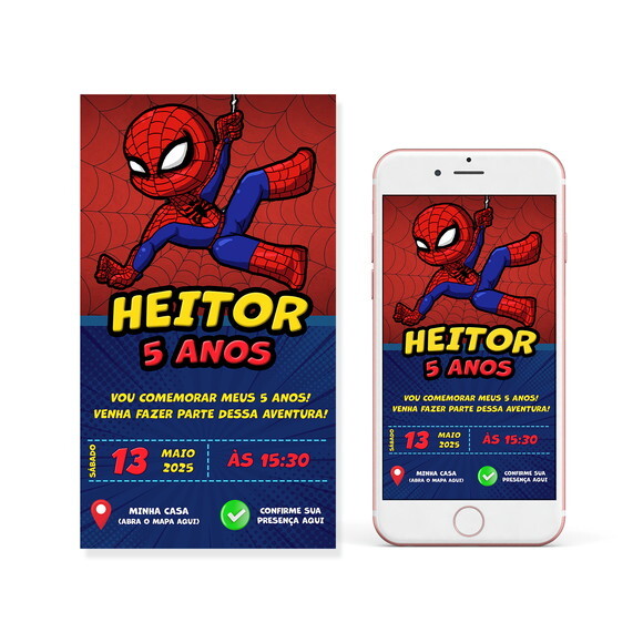 Convite Digital Interativo Homem Aranha