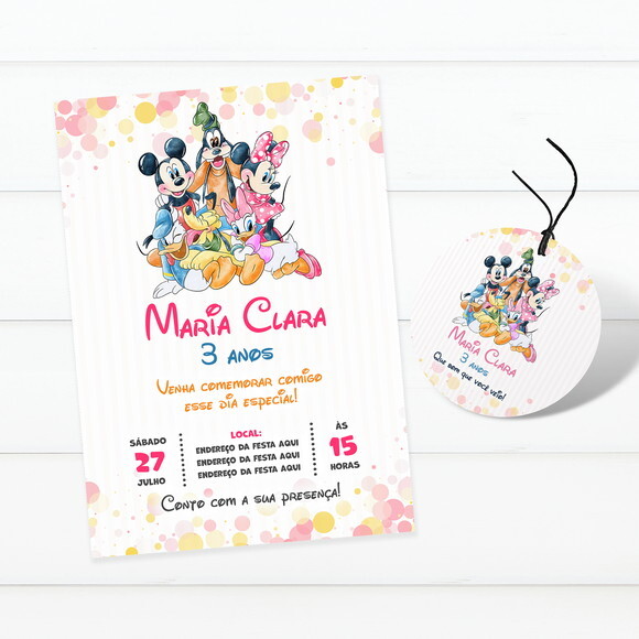 Convite Digital Mickey e Minnie + Tag