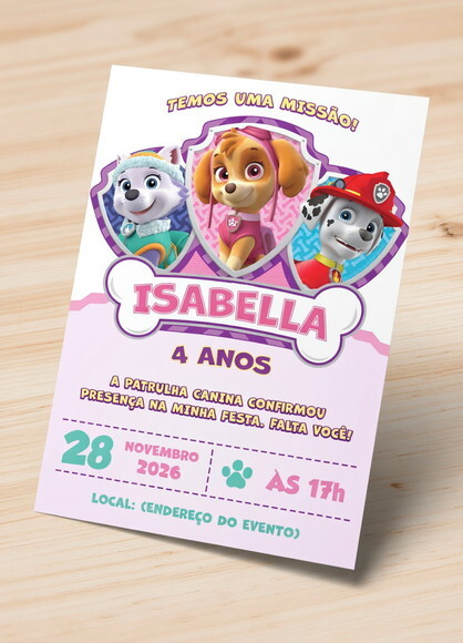 Convite Digital Patrulha Canina Menina