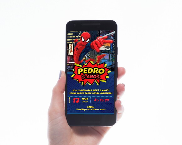Convite Homem Aranha Arte Digital p/ Whatsapp