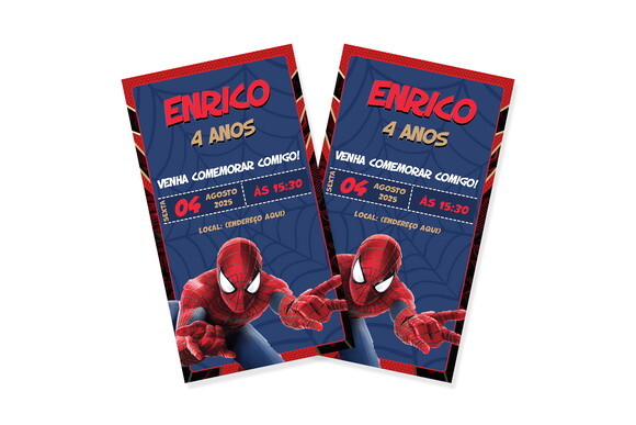 Convite Homem Aranha Arte Digital