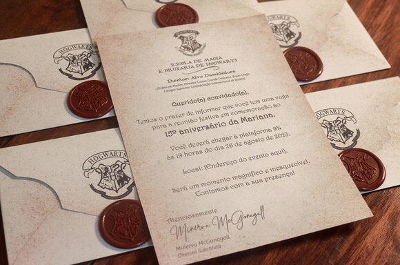 Convite Personalizado Carta de Hogwarts - Harry Potter