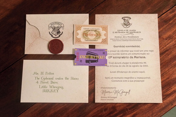 Convite Personalizado Carta de Hogwarts - Harry Potter