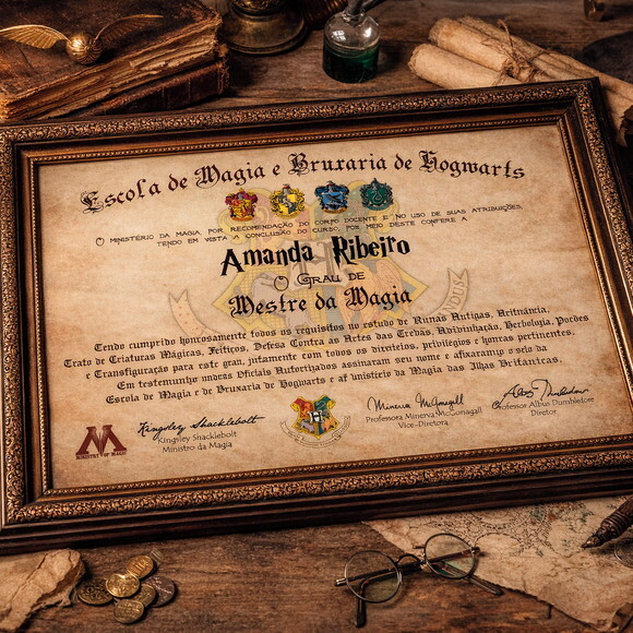 Diploma Hogwarts Harry Potter Personalizado