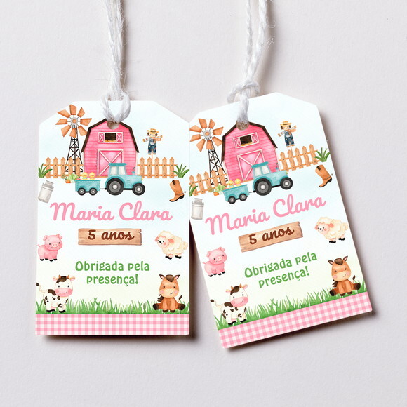 Tag Agradecimento Fazendinha Aquarela