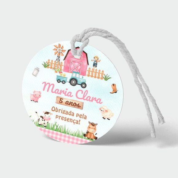 Tag Redonda Fazendinha Rosa
