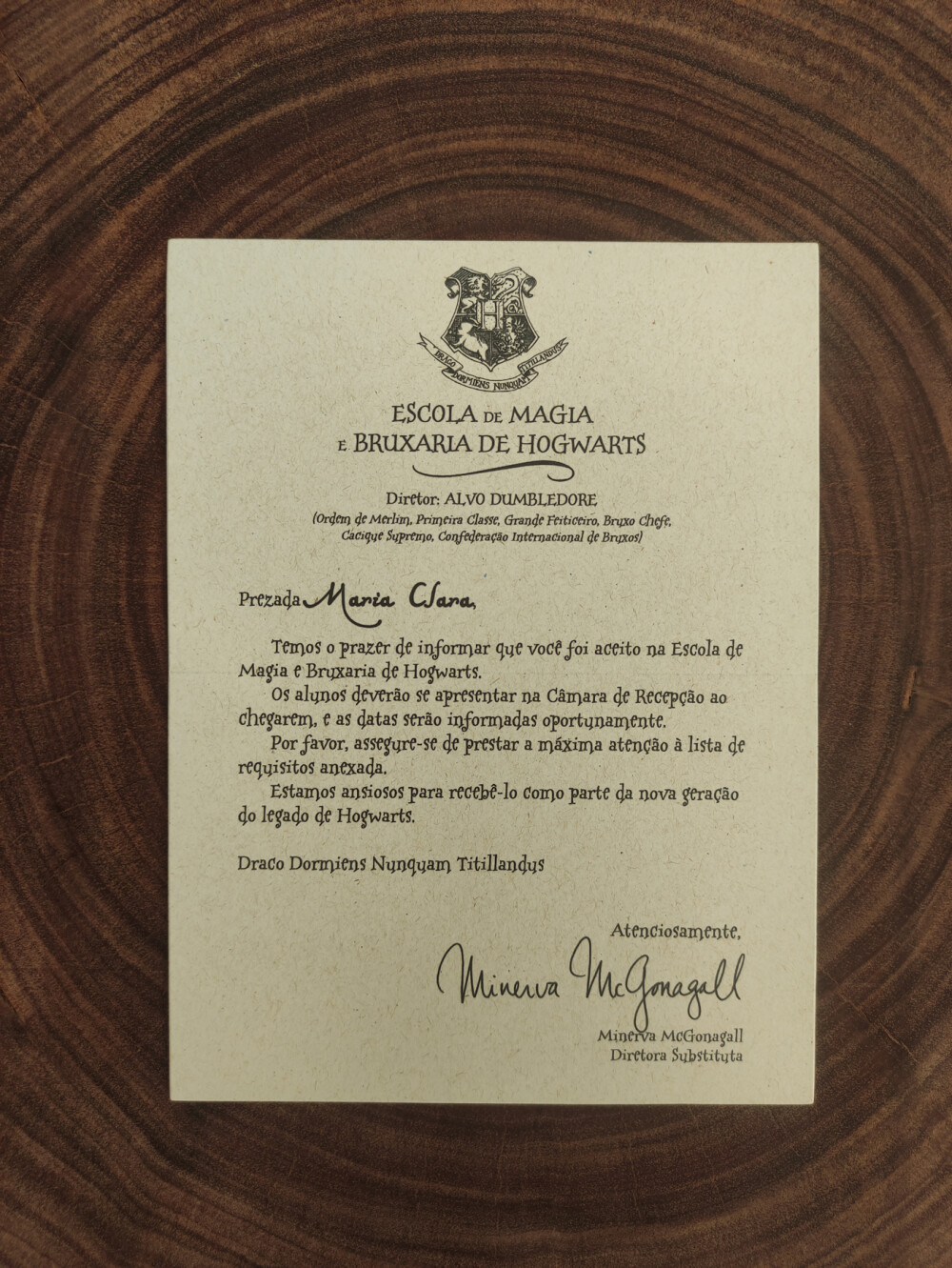 Carta Hogwarts Harry Potter - Personalizada com Nome e Endereço