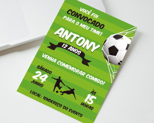 Convite Aniversário Futebol - Arte Digital