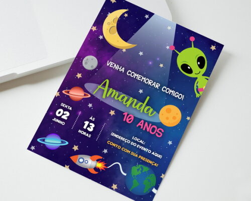 Convite Aliens 14x10cm