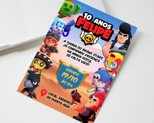 Convite Brawl Stars Arte Digital