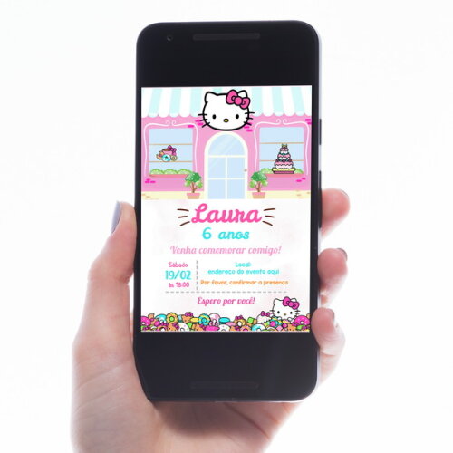 Convite Digital Aniversário Hello Kitty