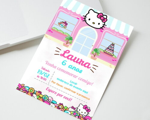 Convite Digital Aniversário Hello Kitty