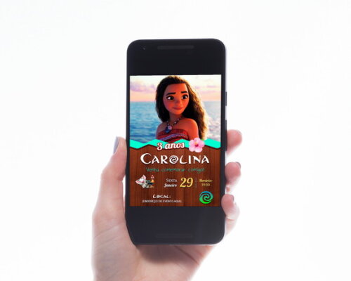 Convite Digital Aniversário Moana