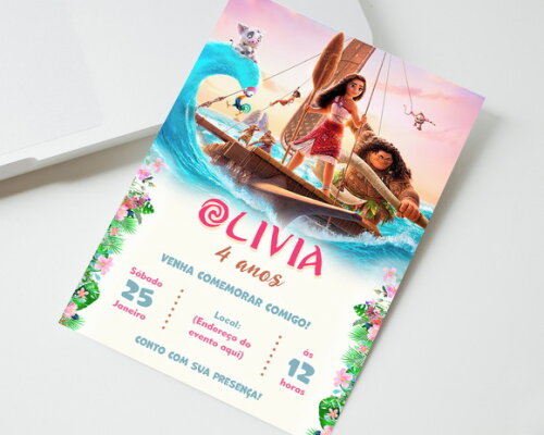 Convite Digital Aniversário Moana 2