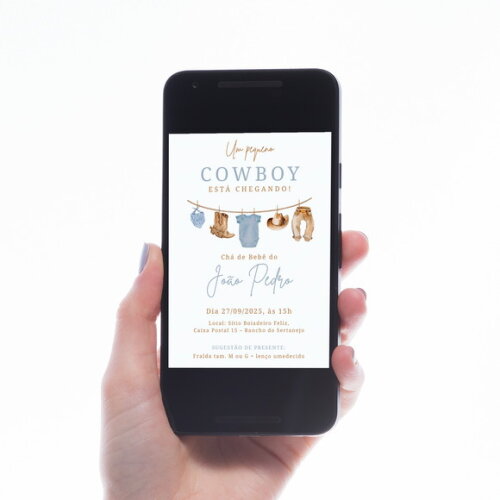 Convite Digital Chá de Bebê Cowboy
