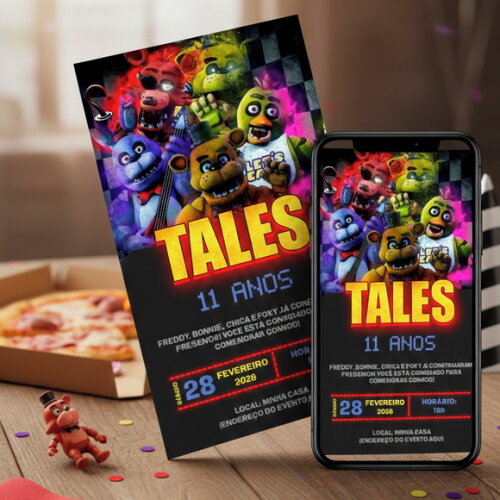 Convite Digital Five Nights At Freddy's Fnaf