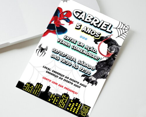 Convite Digital Homem Aranha e Venom