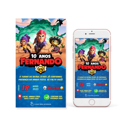 Convite Digital Interativo Brawl Stars