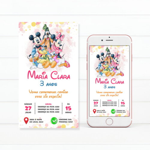 Convite Digital Interativo Turma do Mickey e Minnie