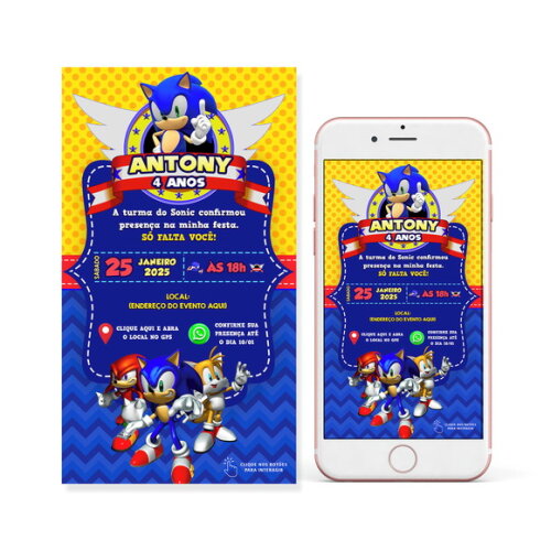Convite Digital Interativo Sonic